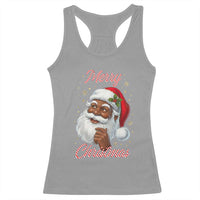 Merry Christmas Black Santa Claus Racerback Tank Top Retro Nostalgic Festive Holiday - Wonder Print Shop