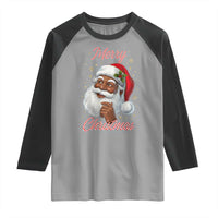 Merry Christmas Black Santa Claus Raglan Shirt Retro Nostalgic Festive Holiday - Wonder Print Shop