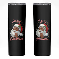 Merry Christmas Black Santa Claus Skinny Tumbler Retro Nostalgic Festive Holiday - Wonder Print Shop