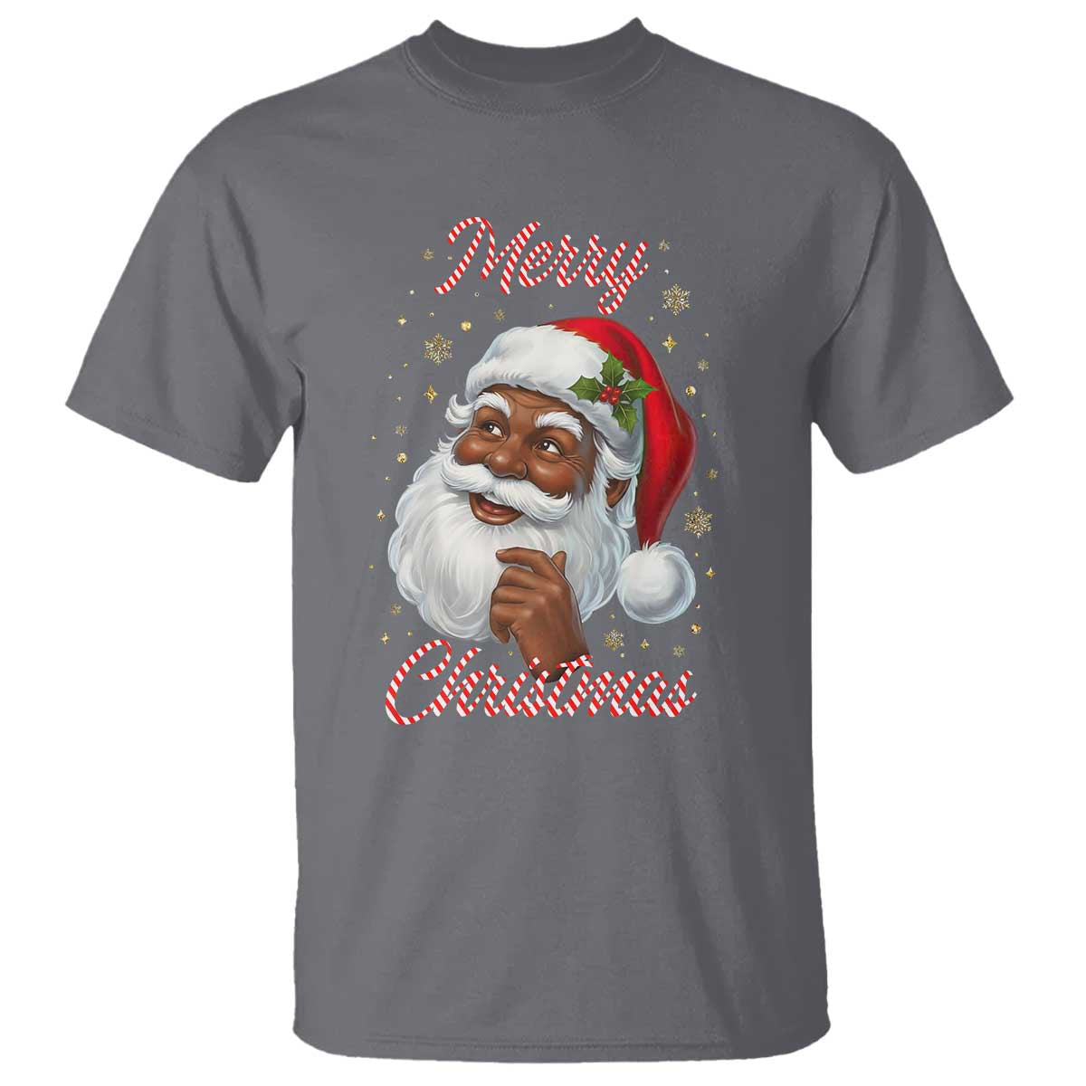 Merry Christmas Black Santa Claus T Shirt Retro Nostalgic Festive Holiday - Wonder Print Shop