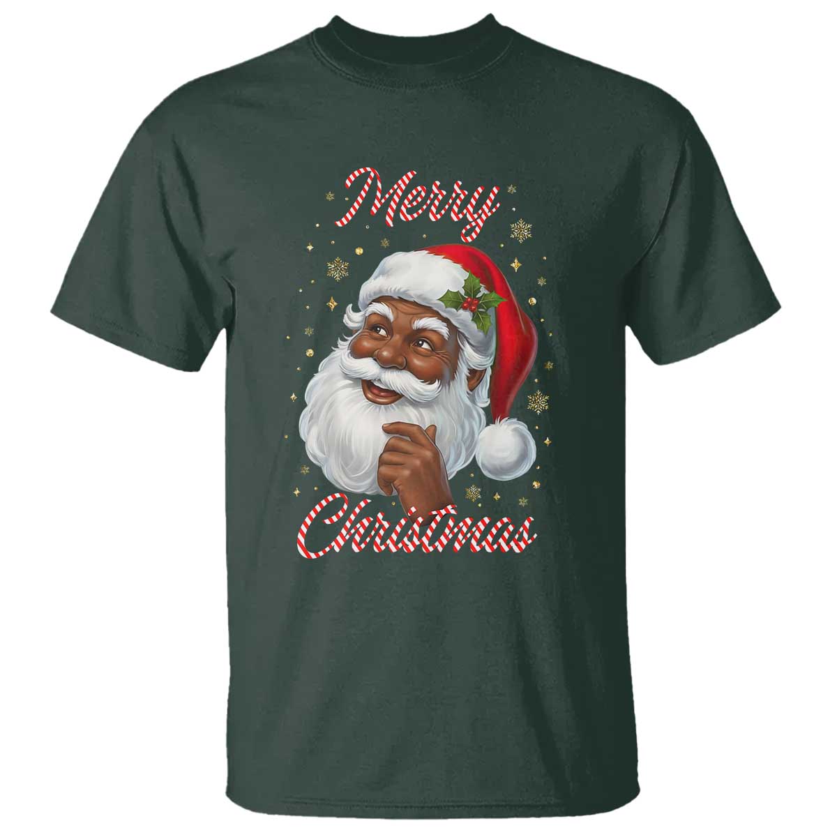 Merry Christmas Black Santa Claus T Shirt Retro Nostalgic Festive Holiday - Wonder Print Shop
