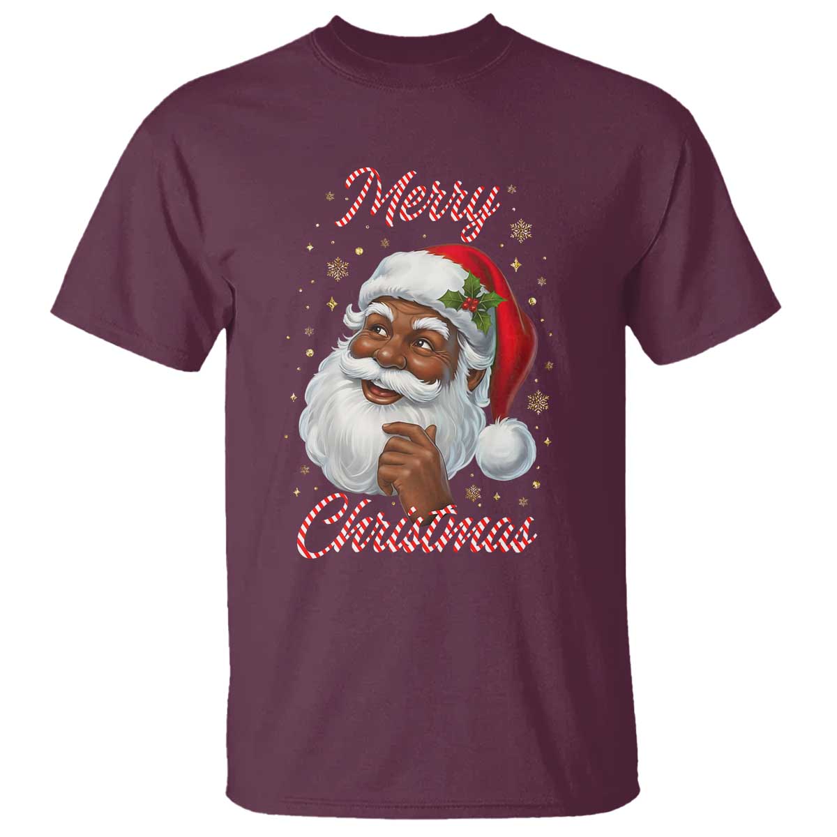Merry Christmas Black Santa Claus T Shirt Retro Nostalgic Festive Holiday - Wonder Print Shop