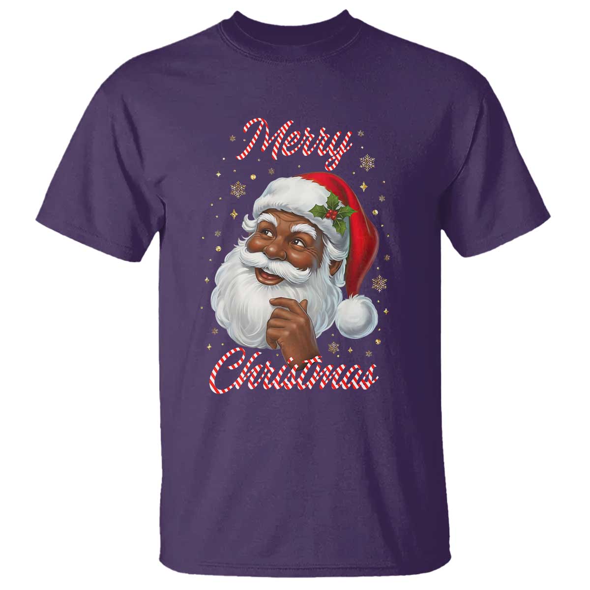 Merry Christmas Black Santa Claus T Shirt Retro Nostalgic Festive Holiday - Wonder Print Shop