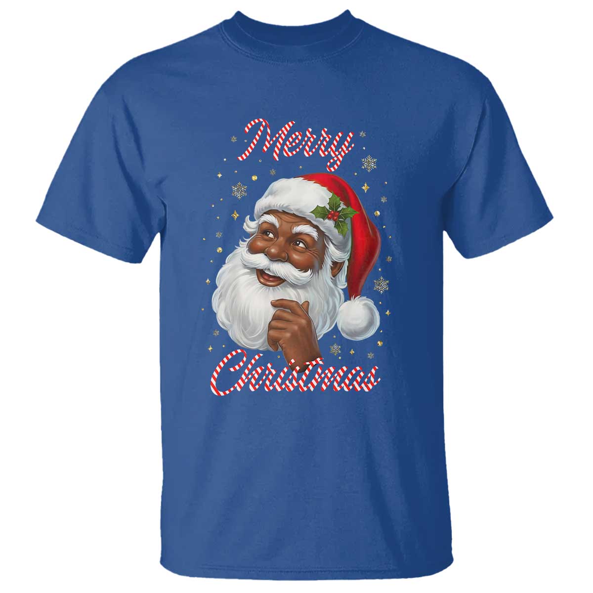 Merry Christmas Black Santa Claus T Shirt Retro Nostalgic Festive Holiday - Wonder Print Shop