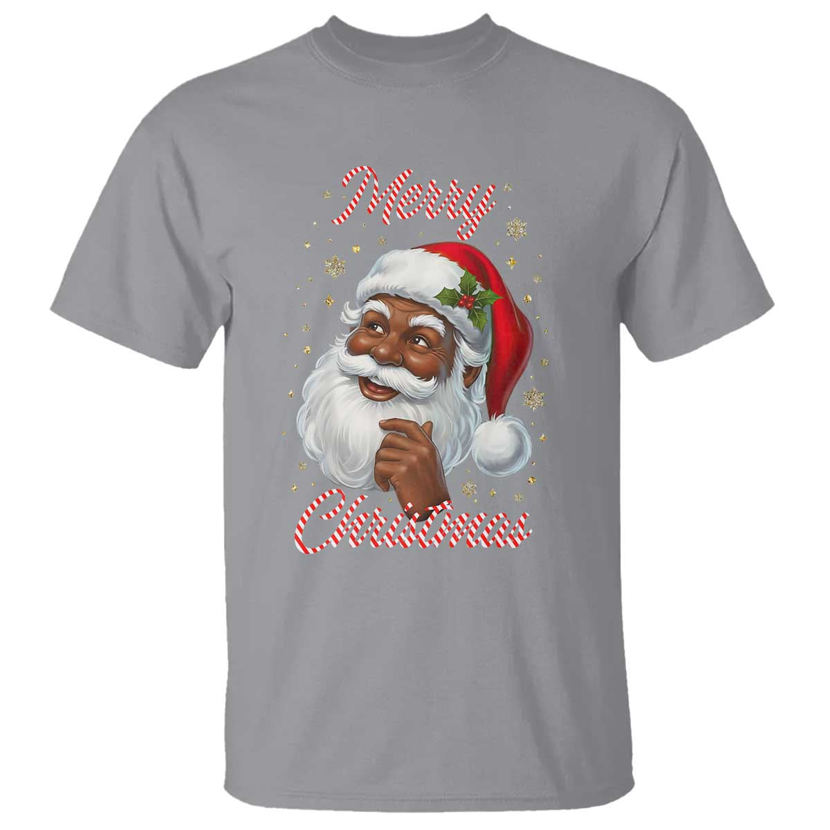 Merry Christmas Black Santa Claus T Shirt Retro Nostalgic Festive Holiday - Wonder Print Shop
