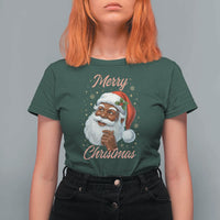 Merry Christmas Black Santa Claus T Shirt For Women Retro Nostalgic Festive Holiday - Wonder Print Shop