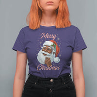 Merry Christmas Black Santa Claus T Shirt For Women Retro Nostalgic Festive Holiday - Wonder Print Shop