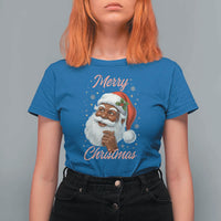 Merry Christmas Black Santa Claus T Shirt For Women Retro Nostalgic Festive Holiday - Wonder Print Shop