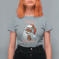 Merry Christmas Black Santa Claus T Shirt For Women Retro Nostalgic Festive Holiday - Wonder Print Shop