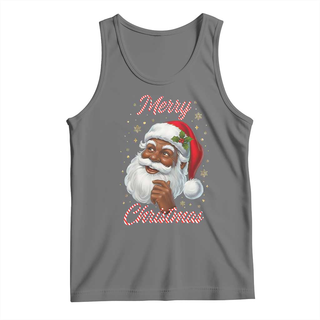 Merry Christmas Black Santa Claus Tank Top Retro Nostalgic Festive Holiday - Wonder Print Shop