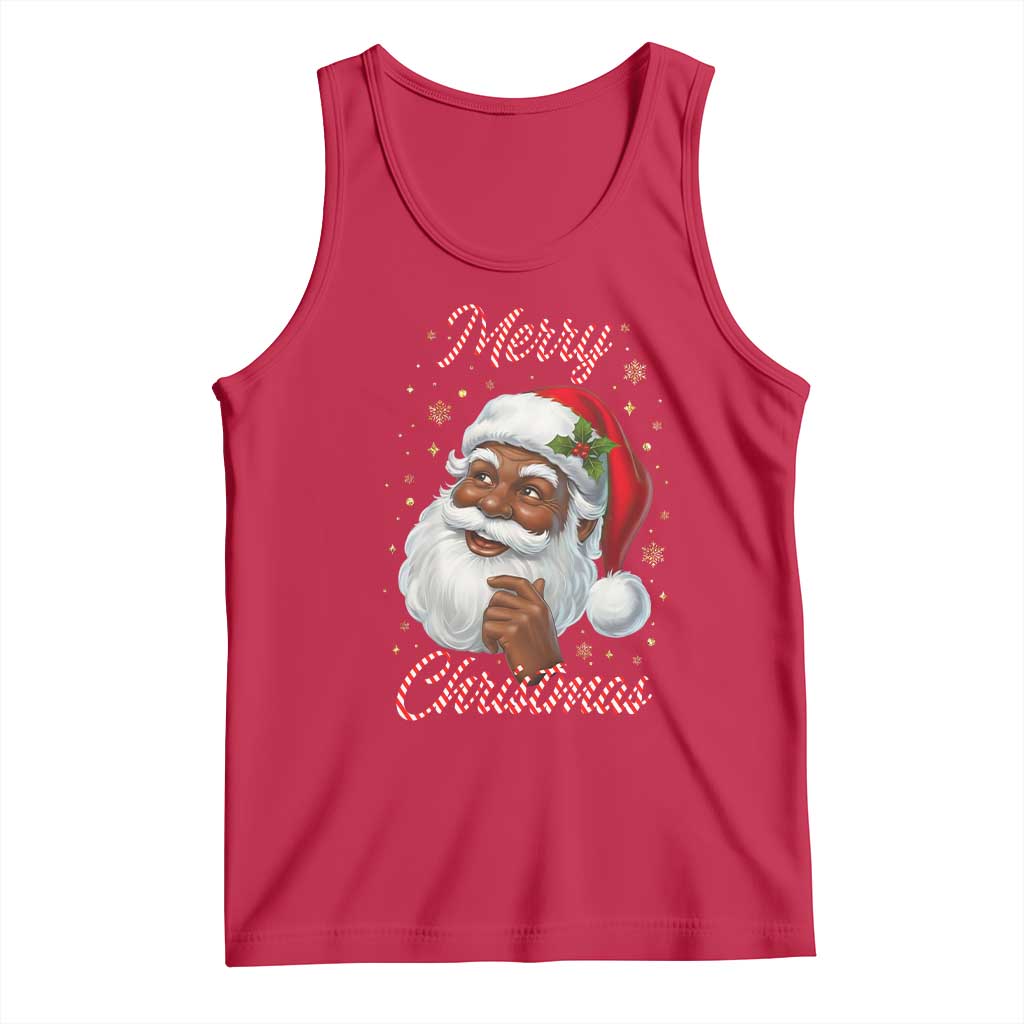 Merry Christmas Black Santa Claus Tank Top Retro Nostalgic Festive Holiday - Wonder Print Shop