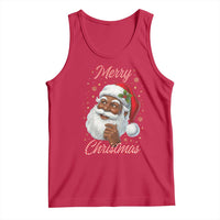 Merry Christmas Black Santa Claus Tank Top Retro Nostalgic Festive Holiday - Wonder Print Shop