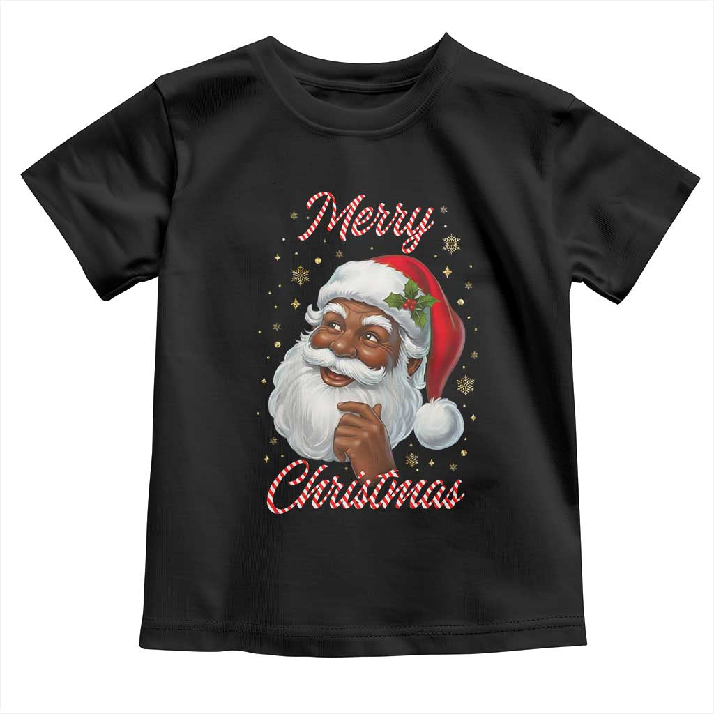 Merry Christmas Black Santa Claus Toddler T Shirt Retro Nostalgic Festive Holiday - Wonder Print Shop