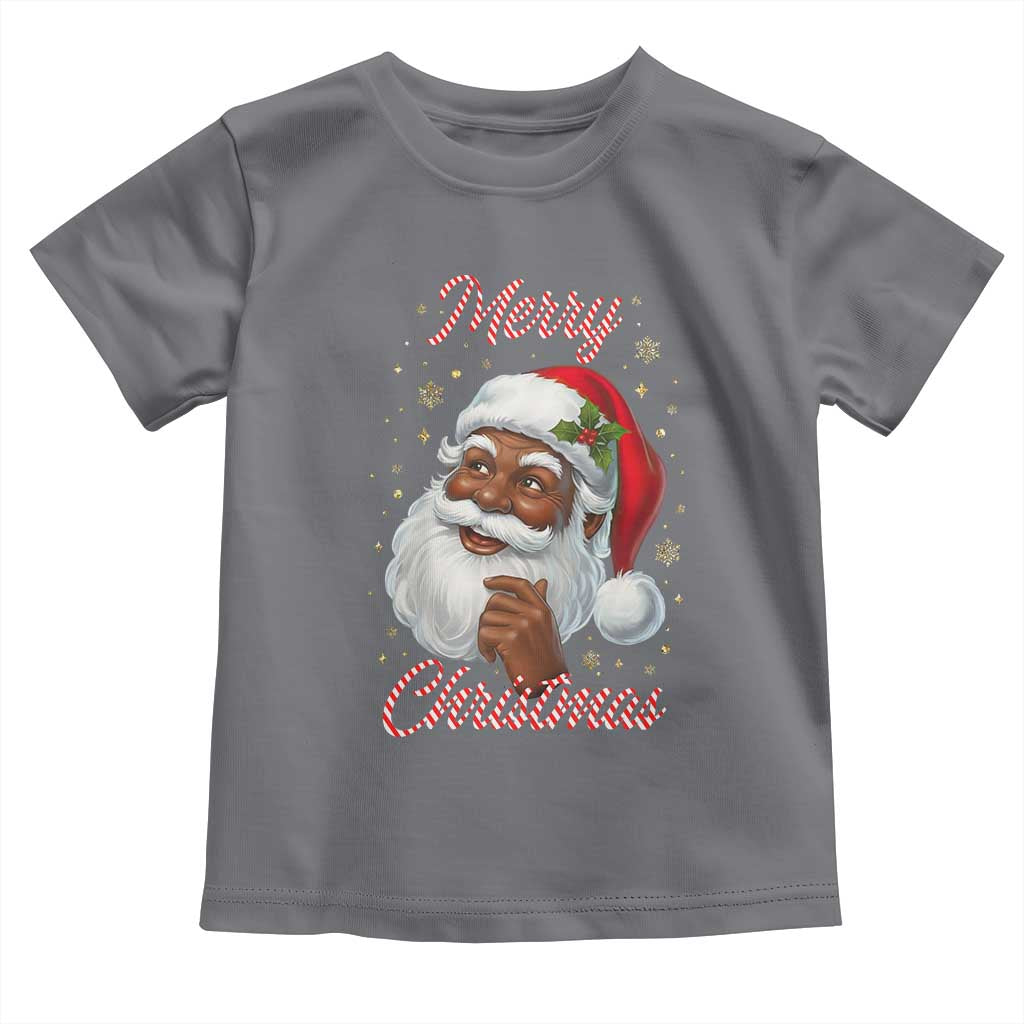 Merry Christmas Black Santa Claus Toddler T Shirt Retro Nostalgic Festive Holiday - Wonder Print Shop