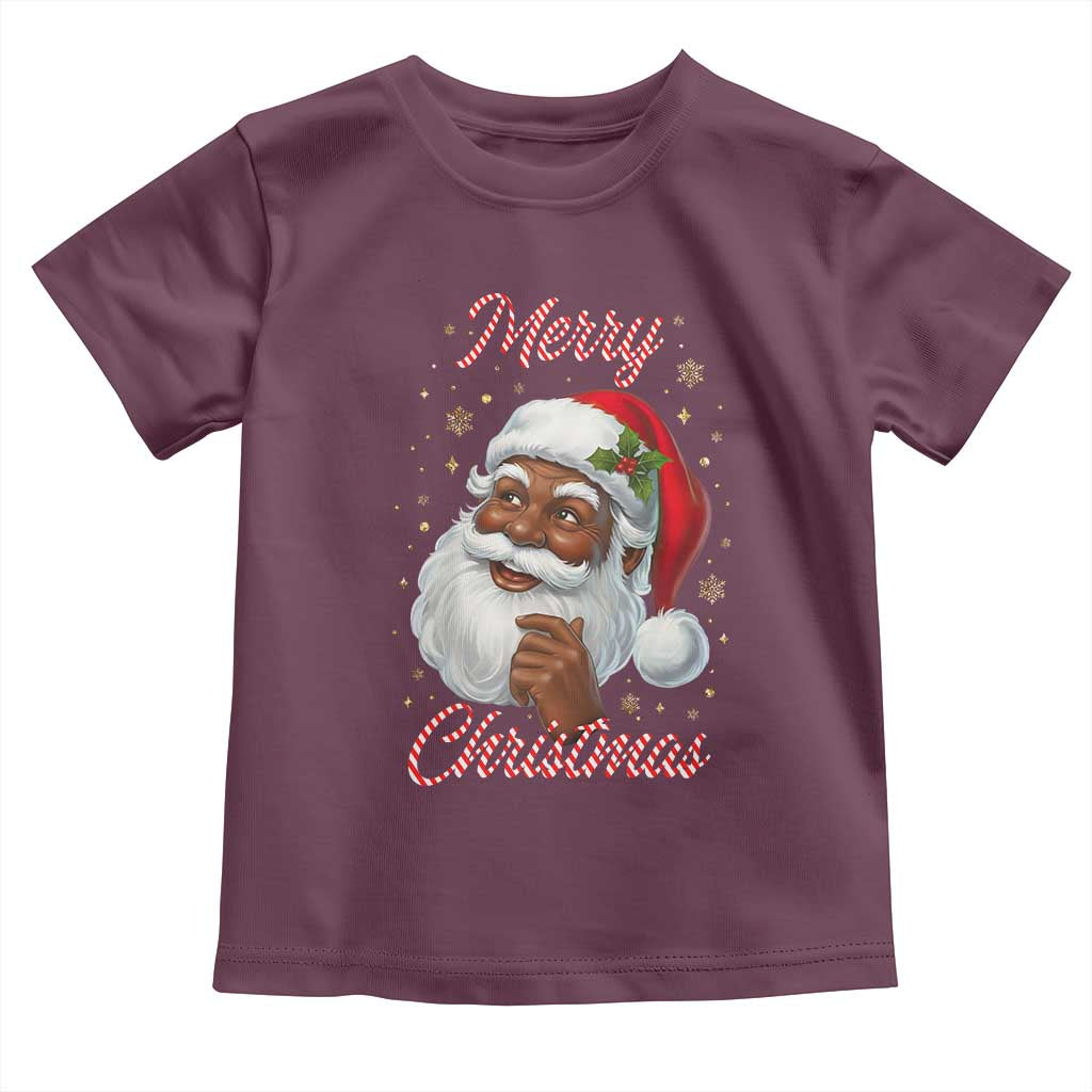 Merry Christmas Black Santa Claus Toddler T Shirt Retro Nostalgic Festive Holiday - Wonder Print Shop