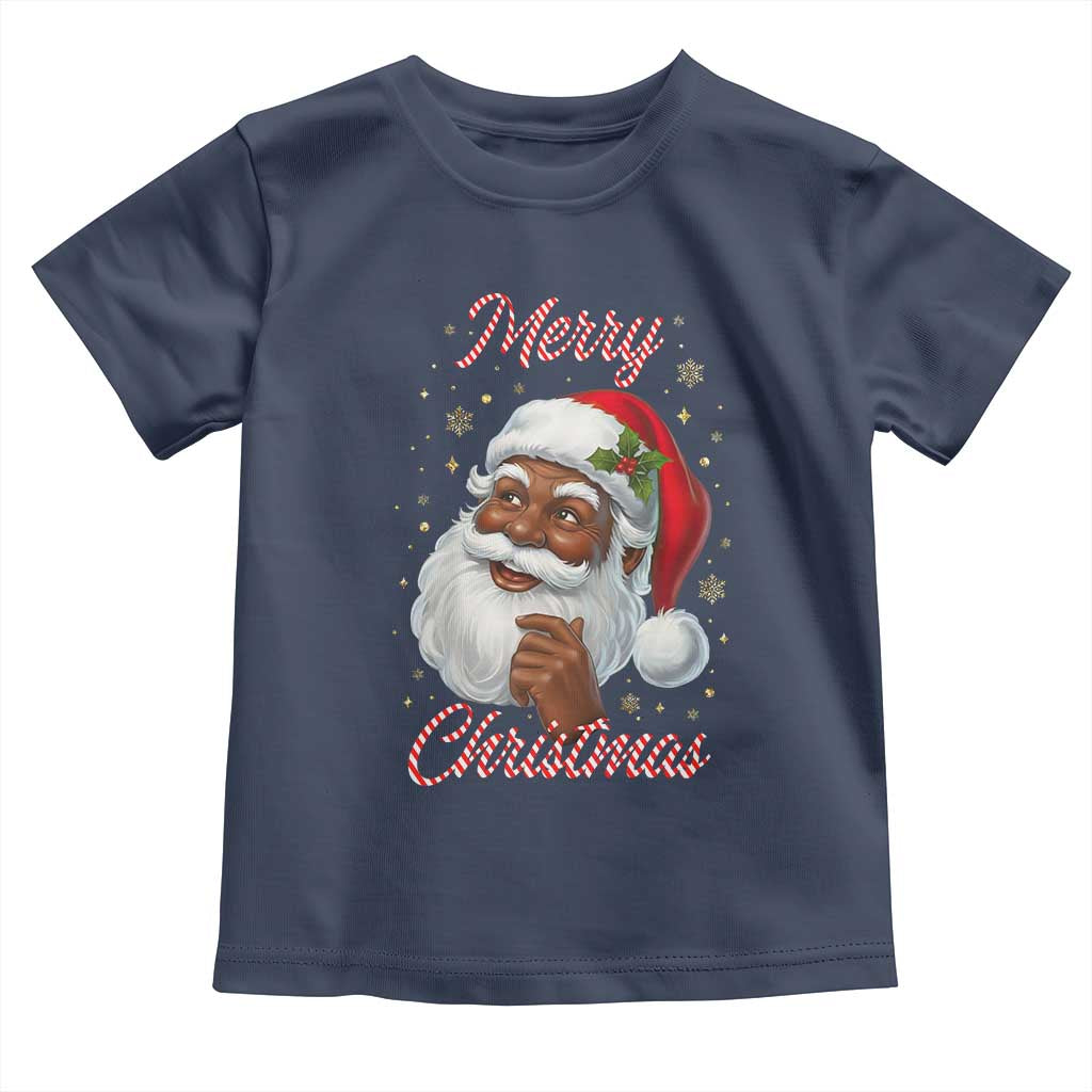 Merry Christmas Black Santa Claus Toddler T Shirt Retro Nostalgic Festive Holiday - Wonder Print Shop