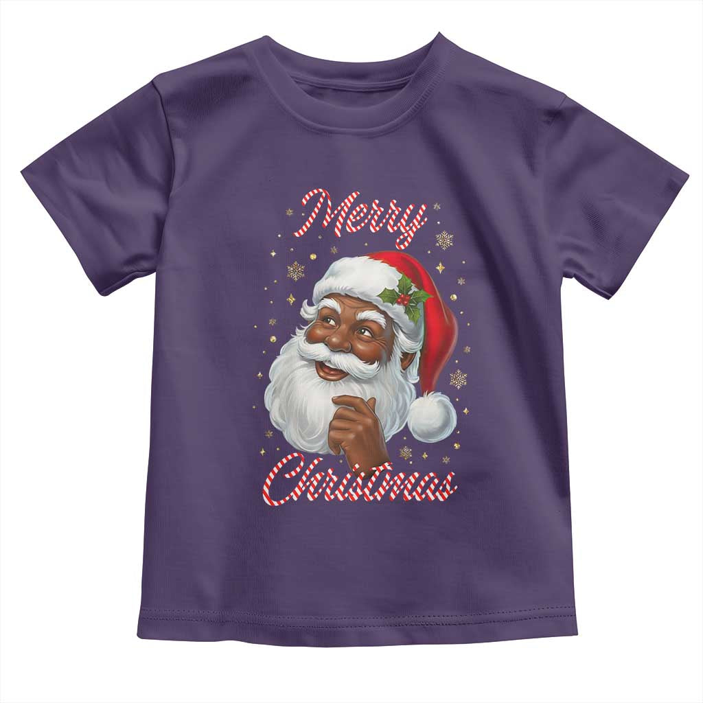 Merry Christmas Black Santa Claus Toddler T Shirt Retro Nostalgic Festive Holiday - Wonder Print Shop