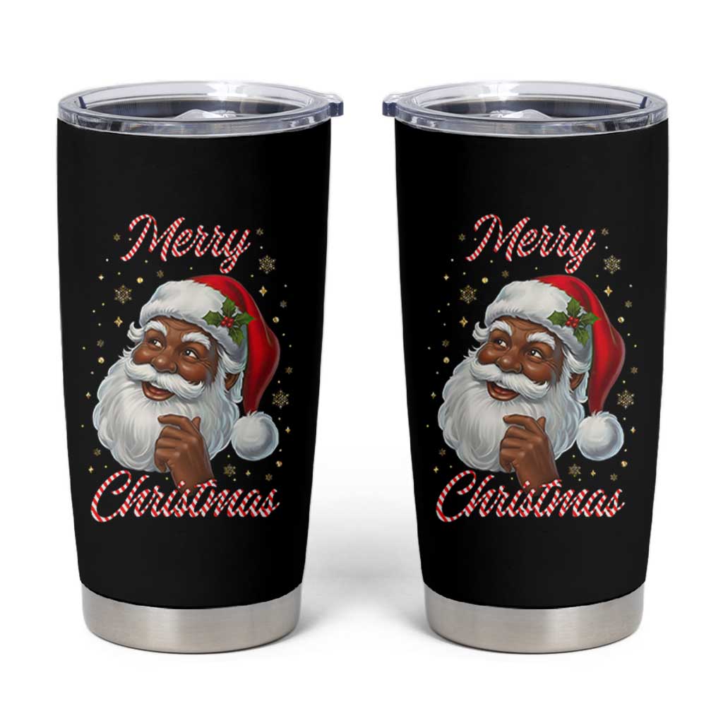 Merry Christmas Black Santa Claus Tumbler Cup Retro Nostalgic Festive Holiday - Wonder Print Shop