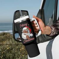 Merry Christmas Black Santa Claus Tumbler With Handle Retro Nostalgic Festive Holiday - Wonder Print Shop