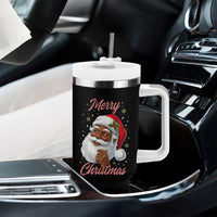 Merry Christmas Black Santa Claus Tumbler With Handle Retro Nostalgic Festive Holiday - Wonder Print Shop