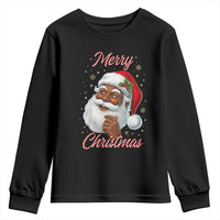 Merry Christmas Black Santa Claus Youth Sweatshirt Retro Nostalgic Festive Holiday - Wonder Print Shop