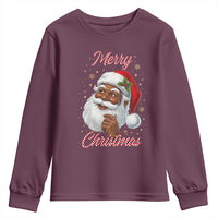 Merry Christmas Black Santa Claus Youth Sweatshirt Retro Nostalgic Festive Holiday - Wonder Print Shop