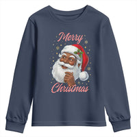 Merry Christmas Black Santa Claus Youth Sweatshirt Retro Nostalgic Festive Holiday - Wonder Print Shop