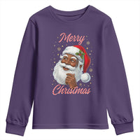 Merry Christmas Black Santa Claus Youth Sweatshirt Retro Nostalgic Festive Holiday - Wonder Print Shop