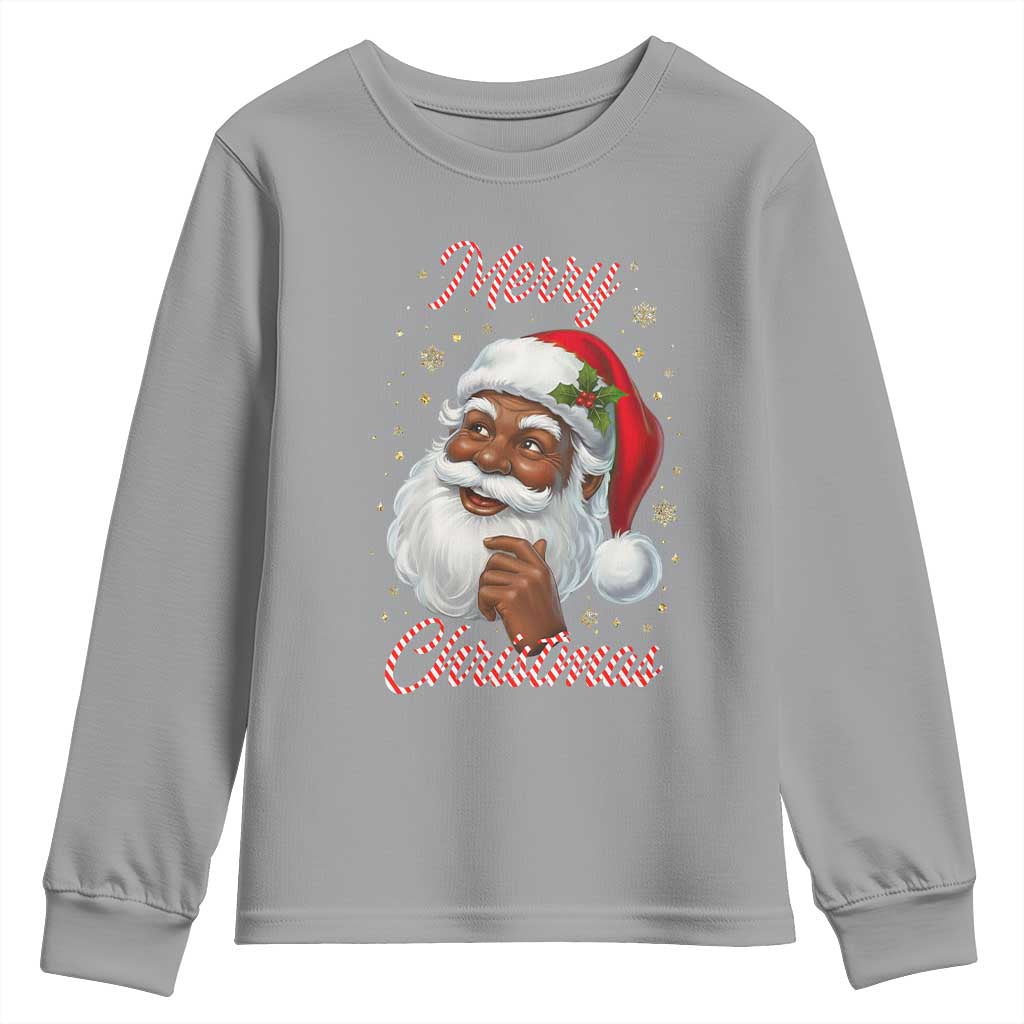 Merry Christmas Black Santa Claus Youth Sweatshirt Retro Nostalgic Festive Holiday - Wonder Print Shop