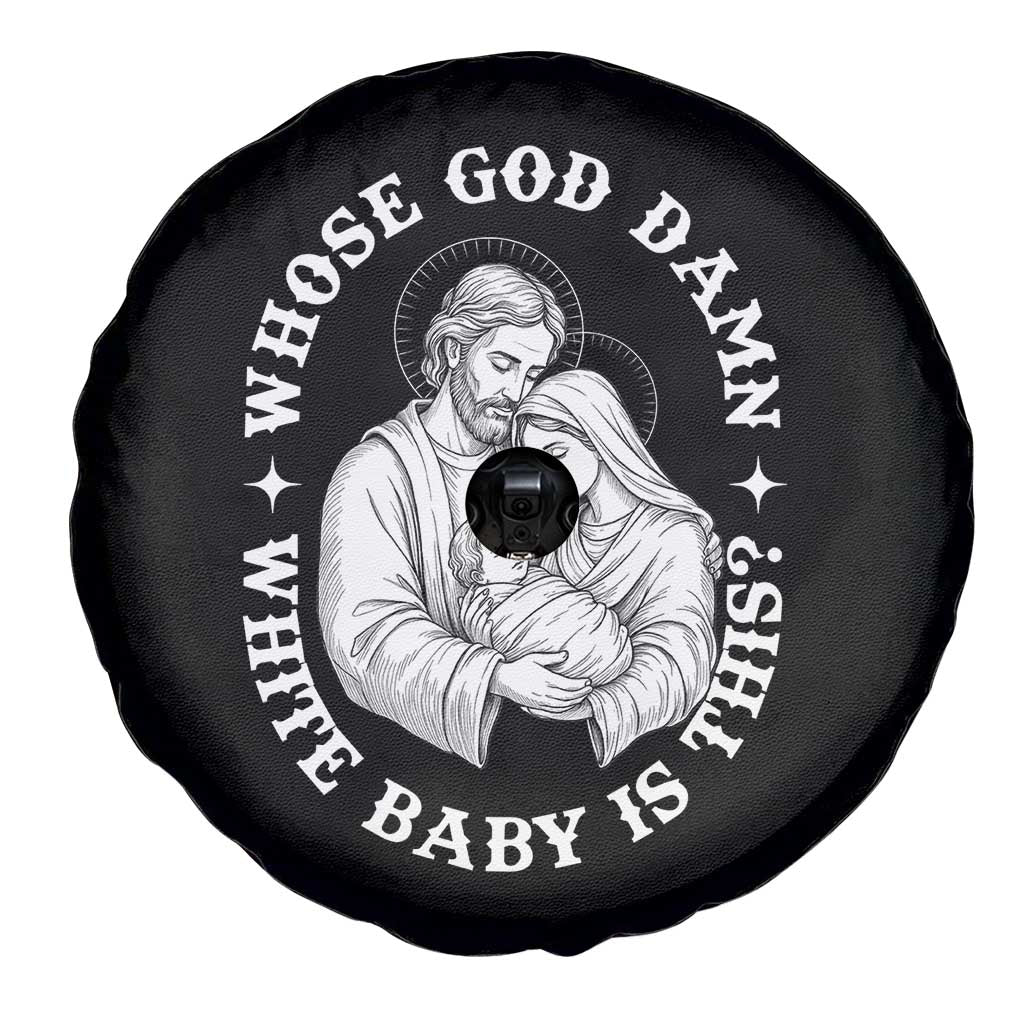 Funny Nativity Christmas Spare Tire Cover Whose God Damn White Baby Is This Irreverent Holiday Humor - Wonder Print Shop