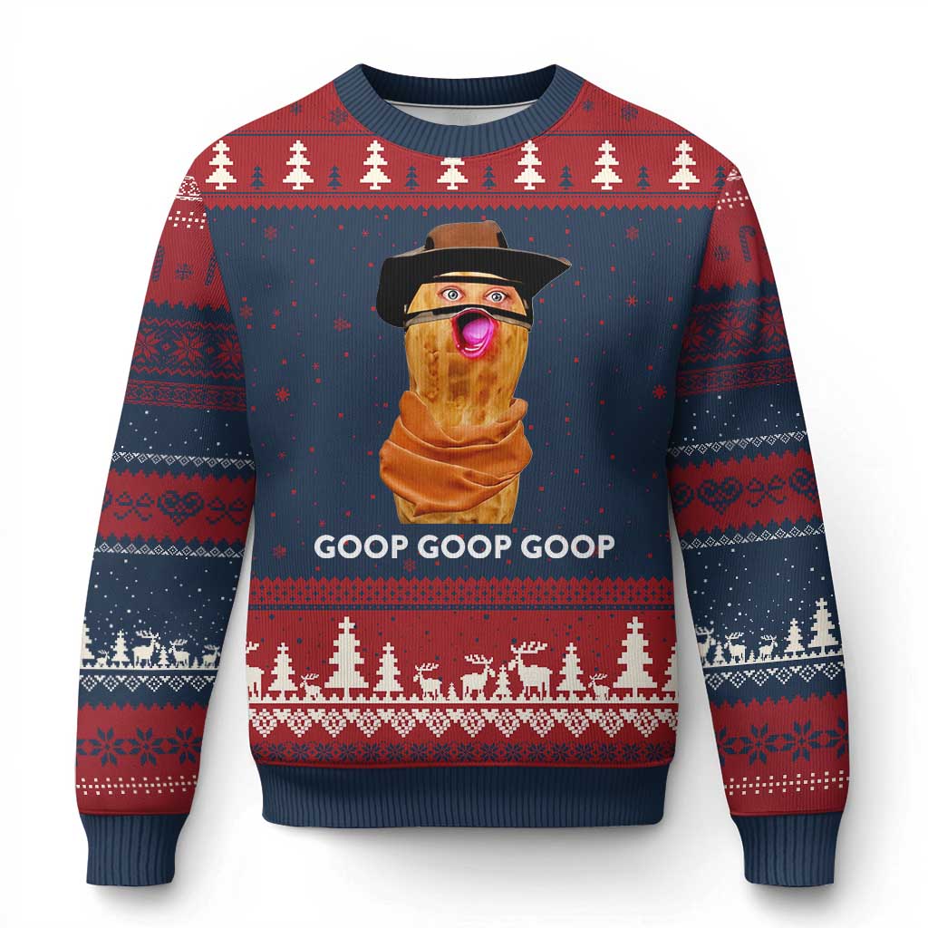 Goop Goop Goop Meme Ugly Christmas Sweater Unhinged Cowboy Peanut Core Weirdos - Wonder Print Shop
