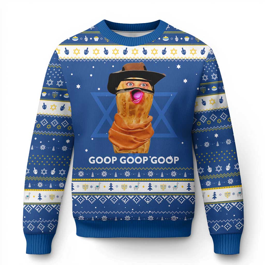 Goop Goop Goop Meme Hanukkah Ugly Sweater Unhinged Cowboy Peanut Core Weirdos - Wonder Print Shop