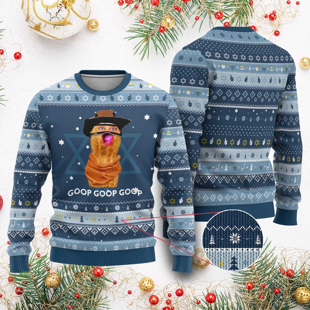 Goop Goop Goop Meme Hanukkah Ugly Sweater Unhinged Cowboy Peanut Core Weirdos - Wonder Print Shop
