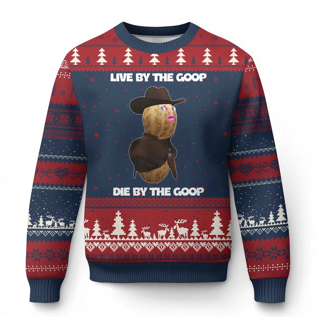 Cowboy Peanut Meme Ugly Christmas Sweater Live By The Goop Die By The Goop - Wonder Print Shop