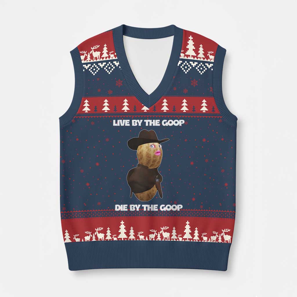 Cowboy Peanut Meme V-Neck Knit Sweater Vest Live By The Goop Die By The Goop - Wonder Print Shop