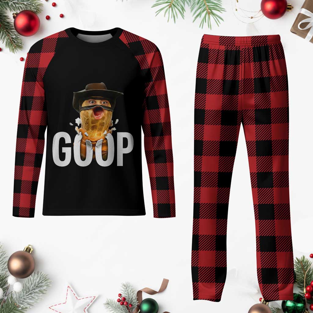 Goop Meme Explosion Plaid Pajama Set Screaming Peanut Cowboy Brainrot Energy - Wonder Print Shop