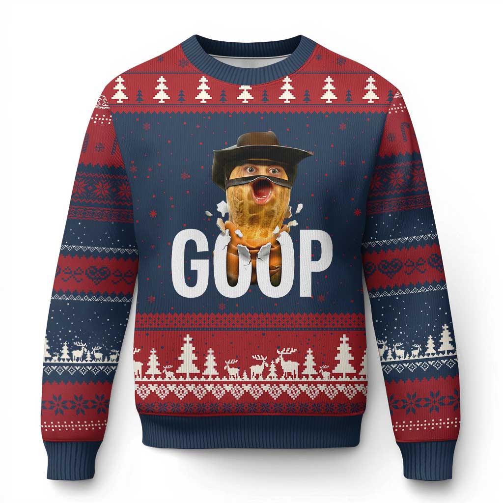Goop Meme Explosion Ugly Christmas Sweater Screaming Peanut Cowboy Brainrot Energy - Wonder Print Shop