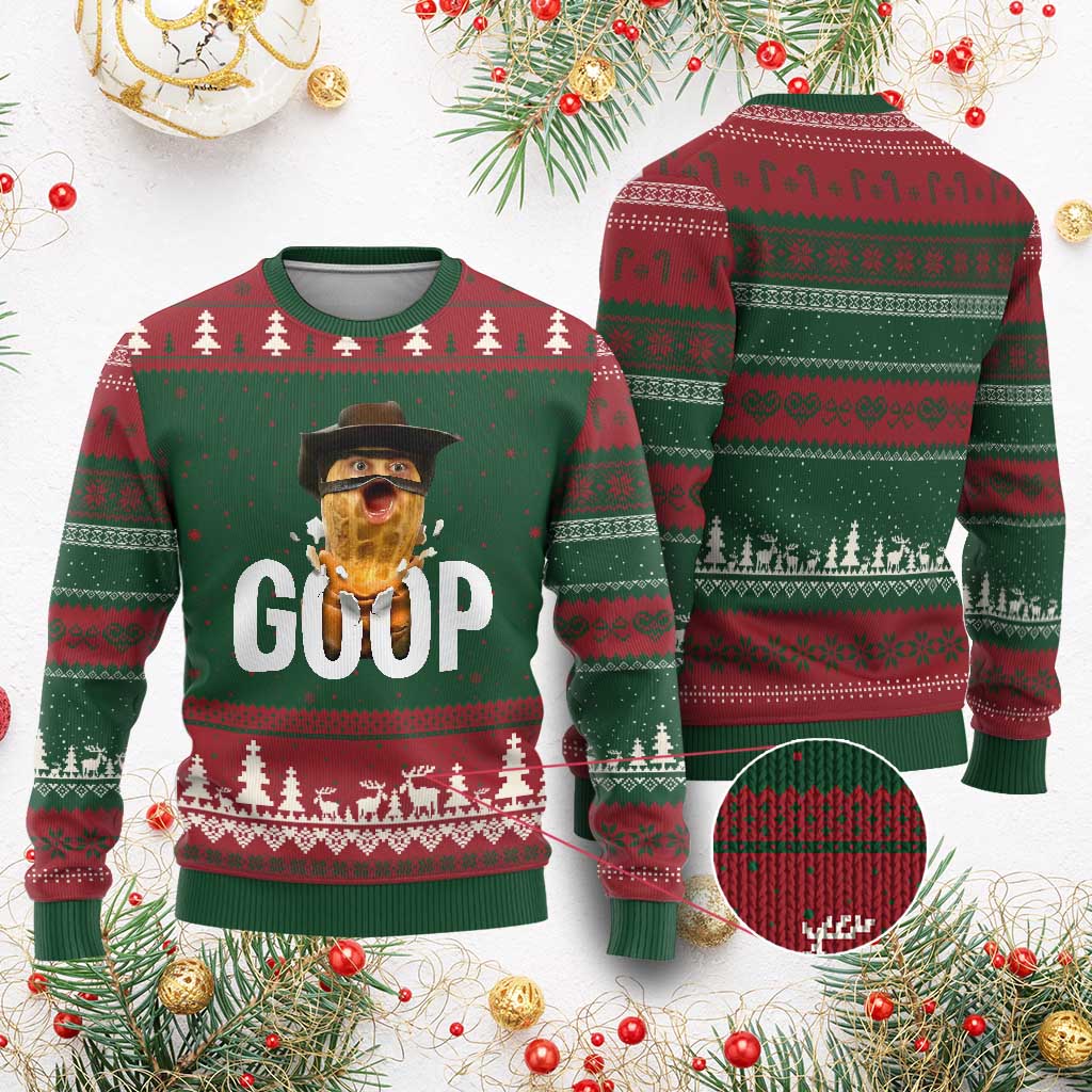 Goop Meme Explosion Ugly Christmas Sweater Screaming Peanut Cowboy Brainrot Energy - Wonder Print Shop