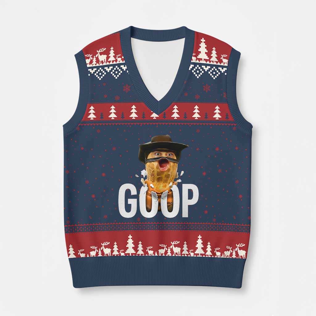 Goop Meme Explosion V-Neck Knit Sweater Vest Screaming Peanut Cowboy Brainrot Energy - Wonder Print Shop