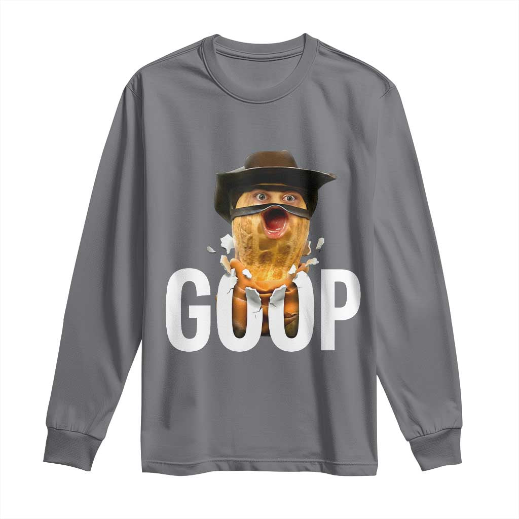 Goop Meme Explosion Long Sleeve Shirt Screaming Peanut Cowboy Brainrot Energy - Wonder Print Shop