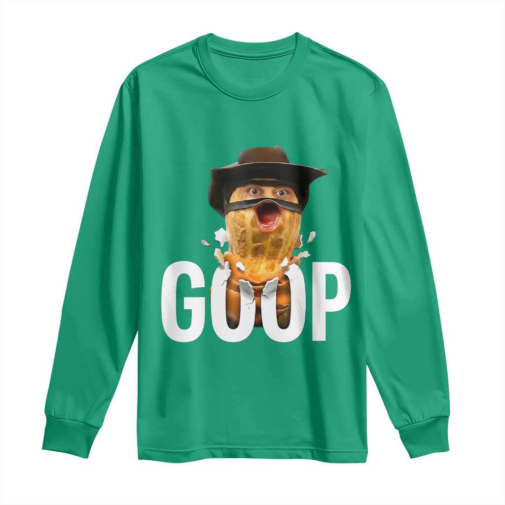 Goop Meme Explosion Long Sleeve Shirt Screaming Peanut Cowboy Brainrot Energy - Wonder Print Shop