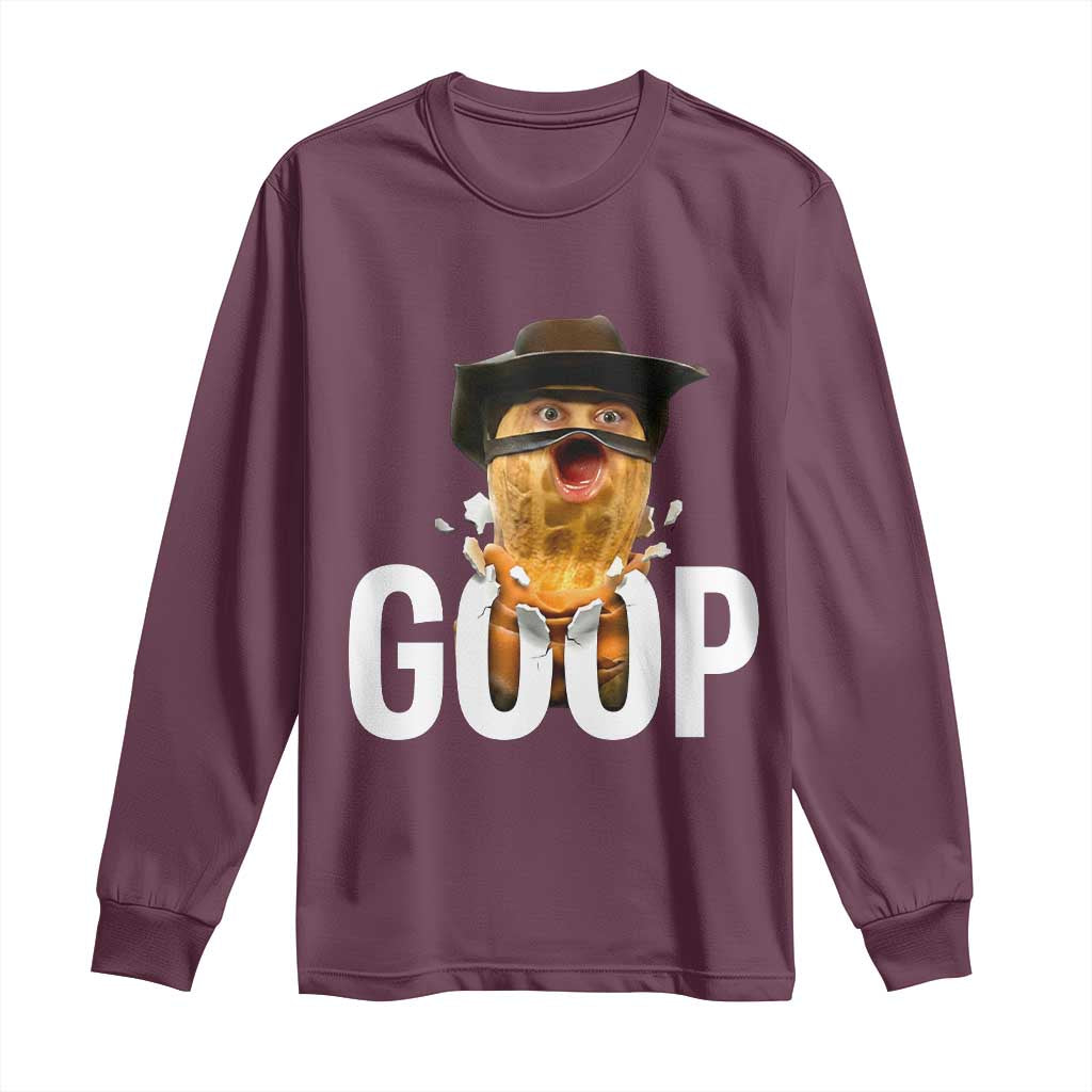 Goop Meme Explosion Long Sleeve Shirt Screaming Peanut Cowboy Brainrot Energy - Wonder Print Shop
