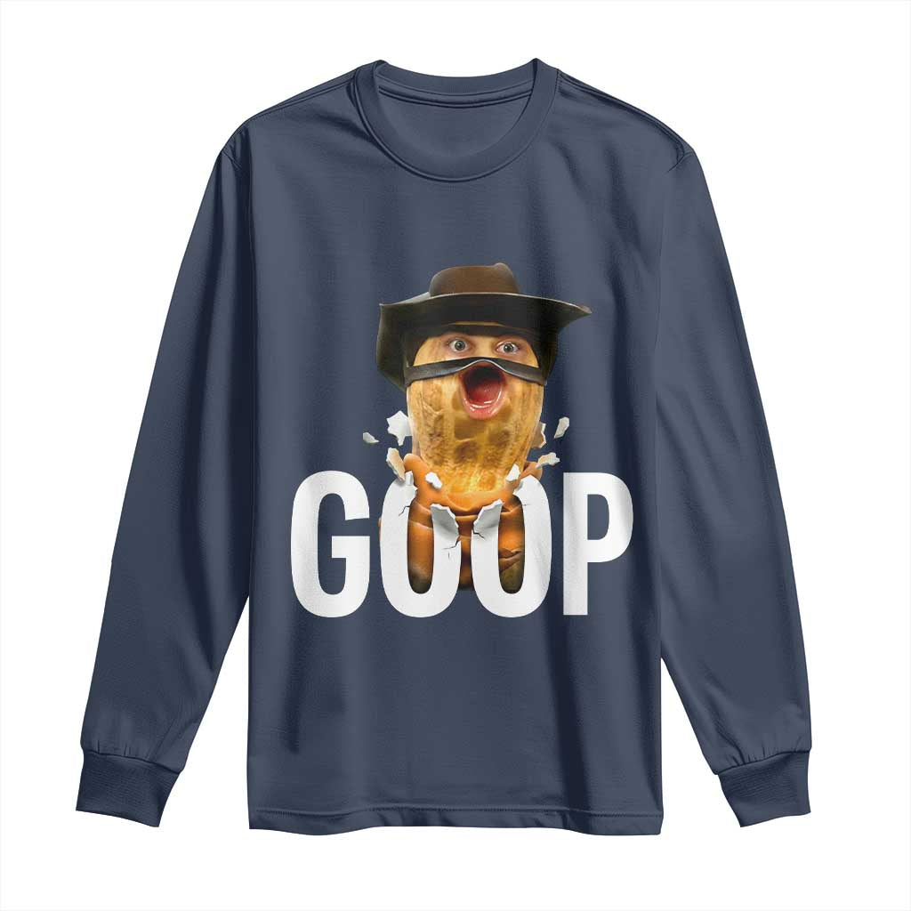 Goop Meme Explosion Long Sleeve Shirt Screaming Peanut Cowboy Brainrot Energy - Wonder Print Shop