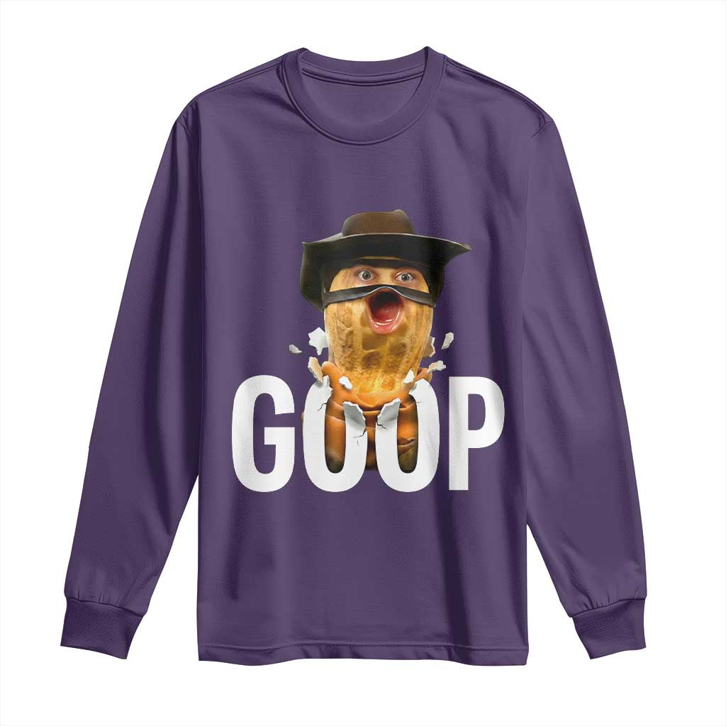 Goop Meme Explosion Long Sleeve Shirt Screaming Peanut Cowboy Brainrot Energy - Wonder Print Shop