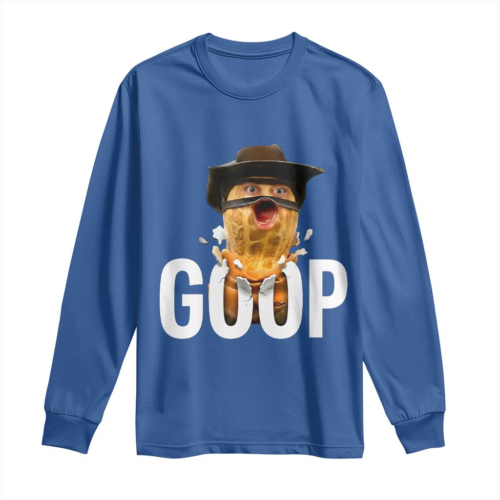 Goop Meme Explosion Long Sleeve Shirt Screaming Peanut Cowboy Brainrot Energy - Wonder Print Shop