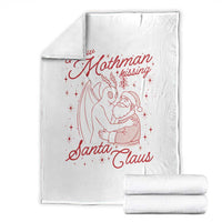 I Saw Mothman Kissing Santa Claus Throw Blanket Funny Cryptid Christmas Gag Gift - Wonder Print Shop