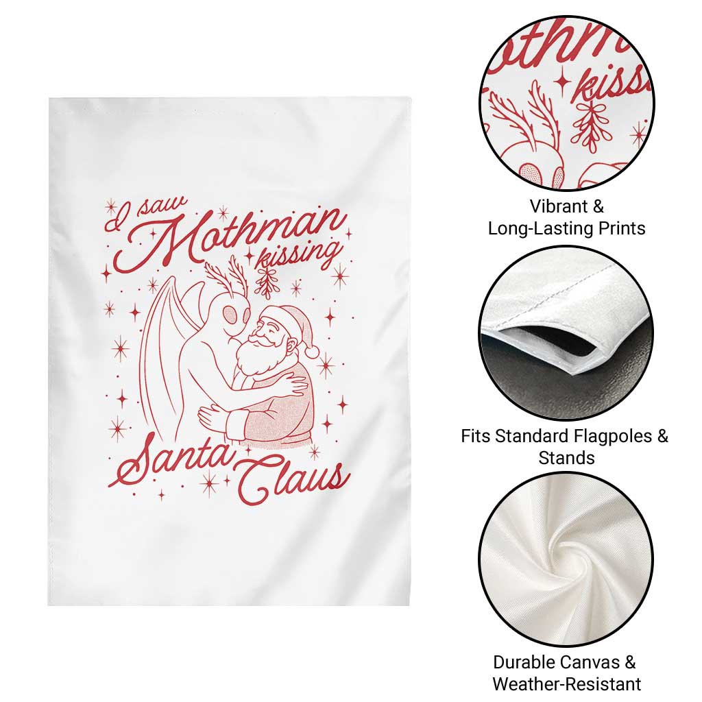 I Saw Mothman Kissing Santa Claus Garden Flag Funny Cryptid Christmas Gag Gift - Wonder Print Shop