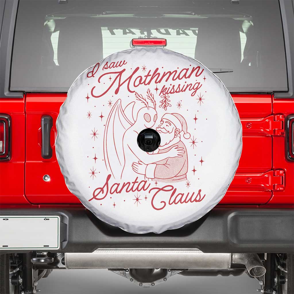 I Saw Mothman Kissing Santa Claus Spare Tire Cover Funny Cryptid Christmas Gag Gift - Wonder Print Shop