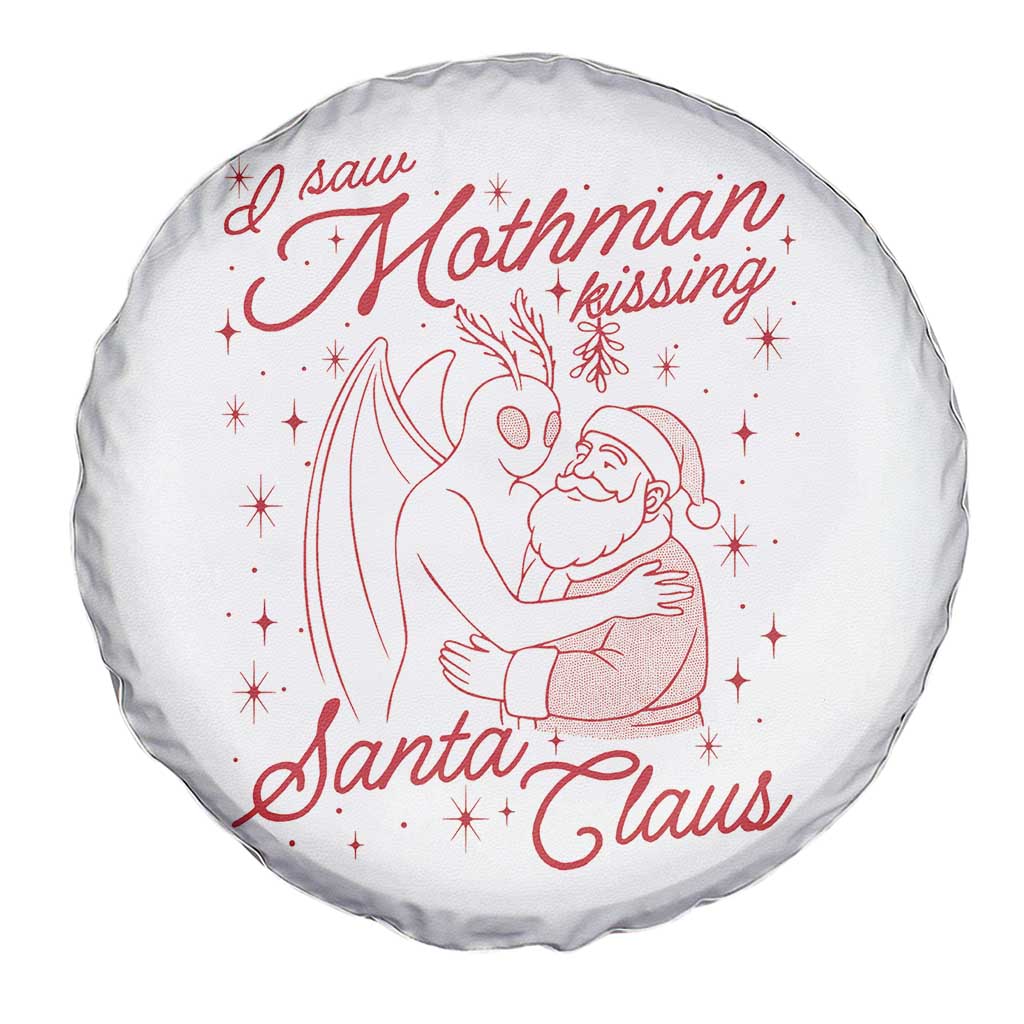 I Saw Mothman Kissing Santa Claus Spare Tire Cover Funny Cryptid Christmas Gag Gift - Wonder Print Shop