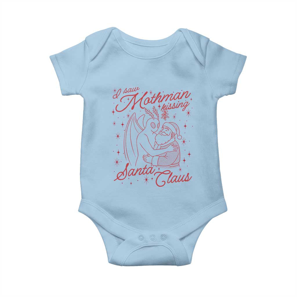I Saw Mothman Kissing Santa Claus Baby Onesie Funny Cryptid Christmas Gag Gift - Wonder Print Shop